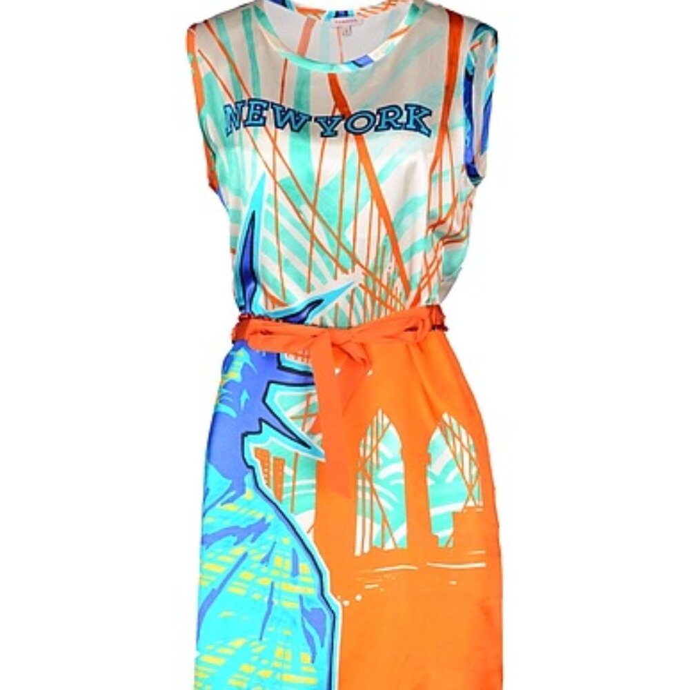 P.A.R.O.S.H. New York City Statue of Liberty Brooklyn Bridge Sleeveless Dress